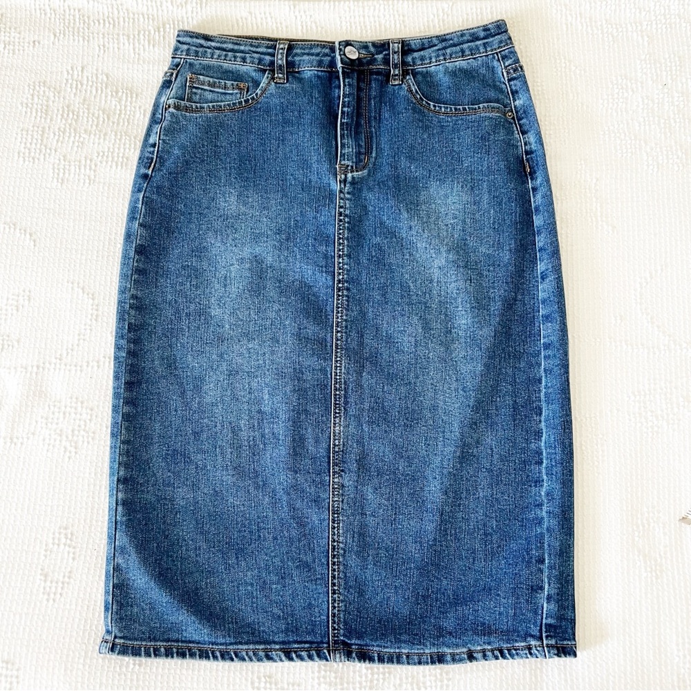 Ada Faye Denim Knee-Length Pencil Skirt